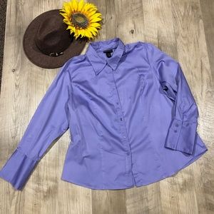 Purple Button Front Blouse Purple Plus Size 18/20